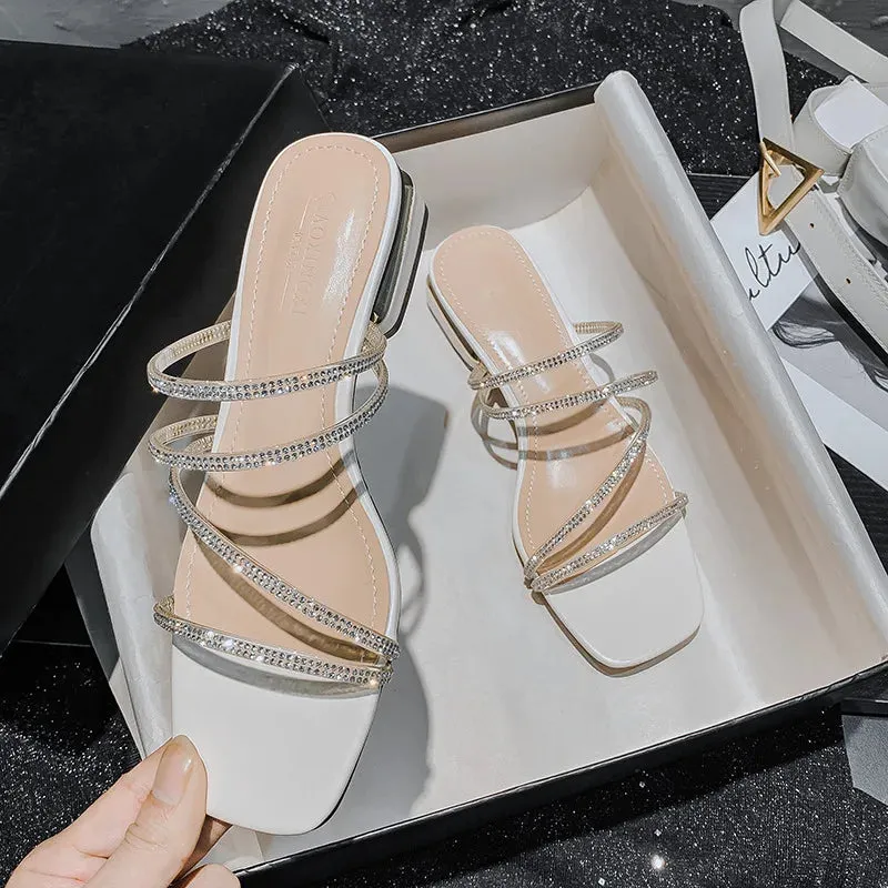 مجموعة اروين التجارية ARWEN&AJH GROUP  2024 European  Women Casual Summer Crystal Rhinestone Strappy Sandals Ladies Flat Large Sizes Sandals