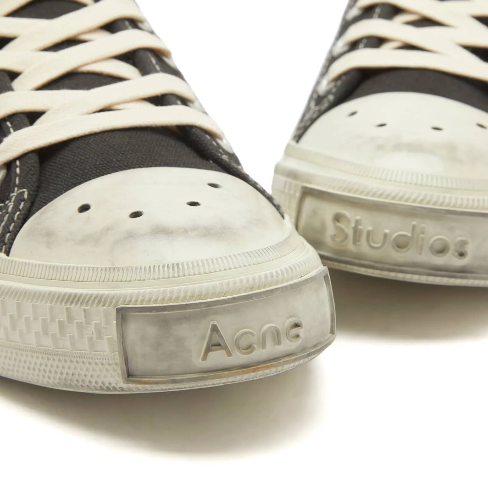 Acne Studios Ballow Soft Tumbled Tag Sneakers, Black & Off White