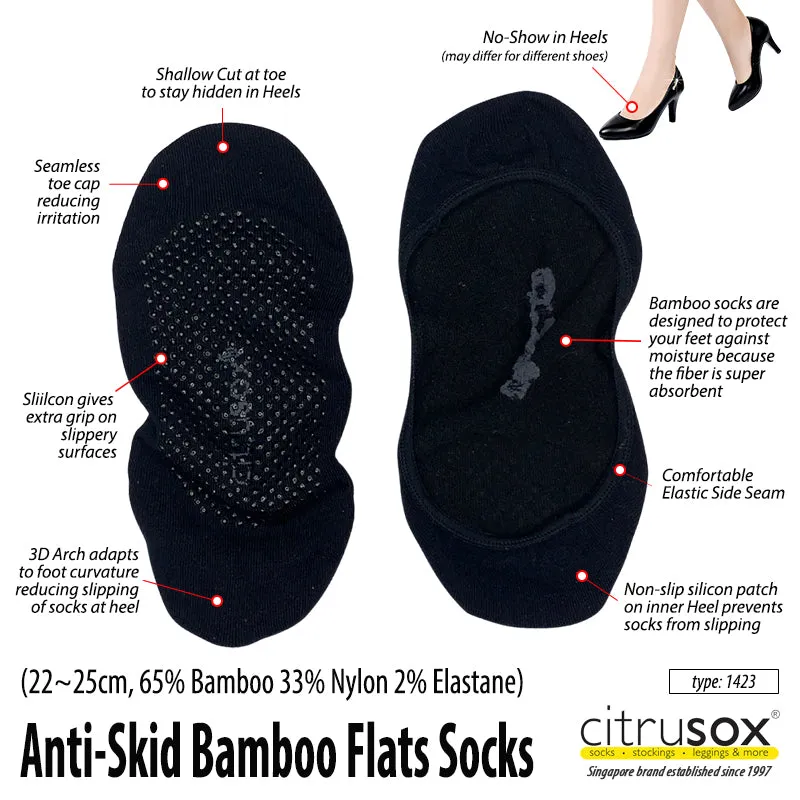 Anti-Skid Grip Bamboo No-Show Socks