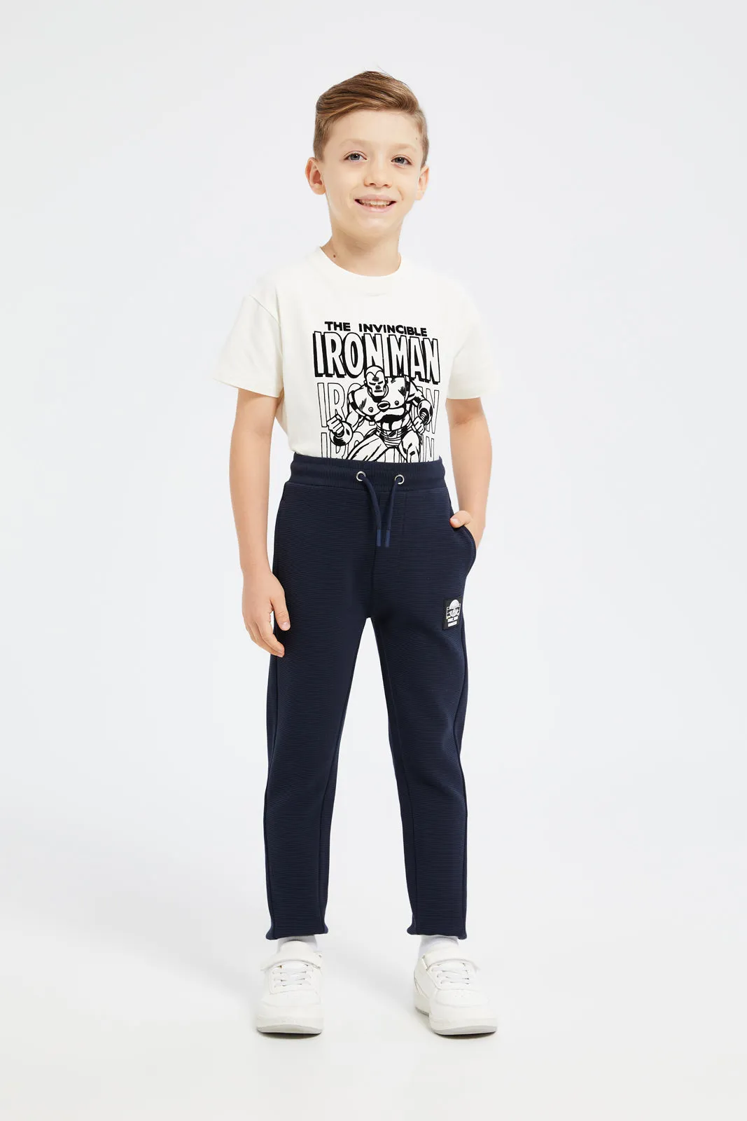 Boys Navy Ottoman Active Pants