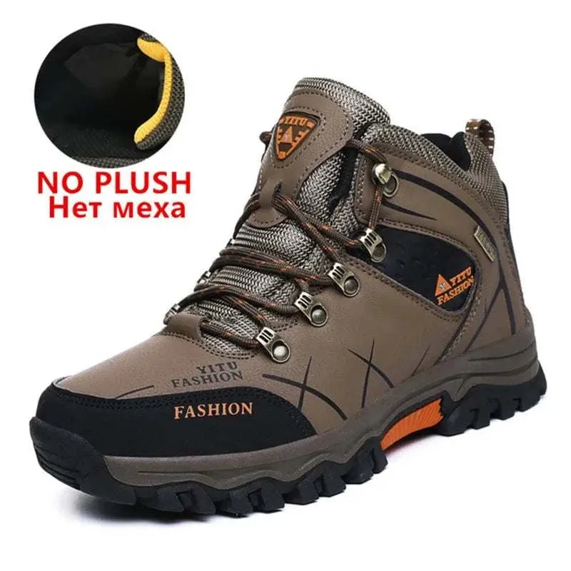 Brand Men Winter Snow Boots Waterproof Leather Sneakers Super  Warm Men's Boots Outdoor Male Hiking Boots Work Shoes Size 39-47