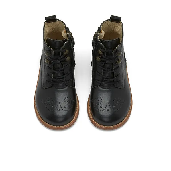 Buster Brogue Kids Boot Black Leather