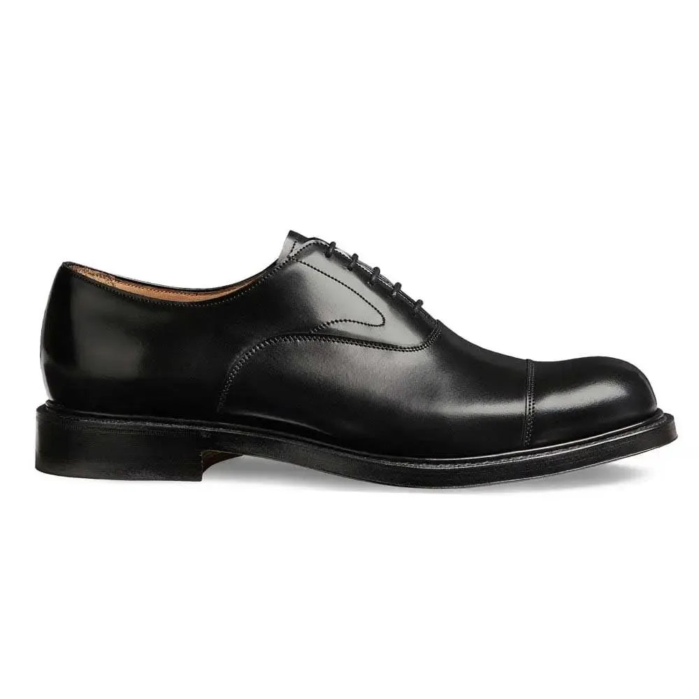 CHEANEY Shoes - Greenwich Capped Oxford - Black Hi-Shine