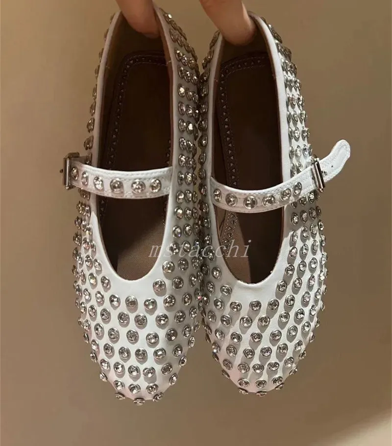 Crystal Stud Ballet Flats