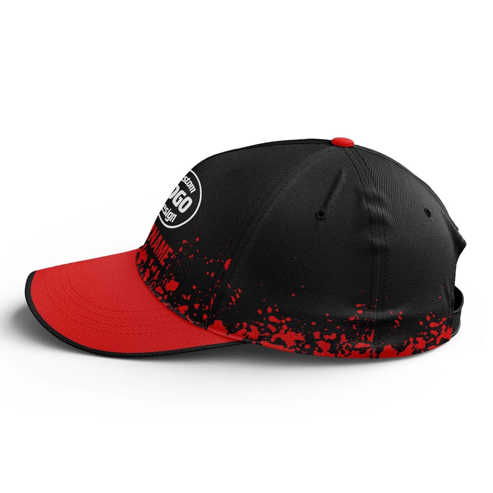 Custom Black Red Hat Sport Design Cap Stitched Adjustable Personalized YW061-D020231-2