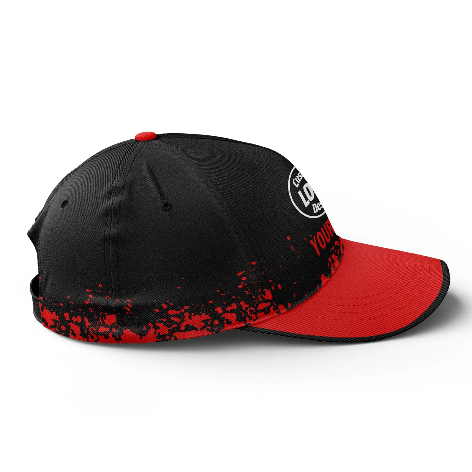 Custom Black Red Hat Sport Design Cap Stitched Adjustable Personalized YW061-D020231-2