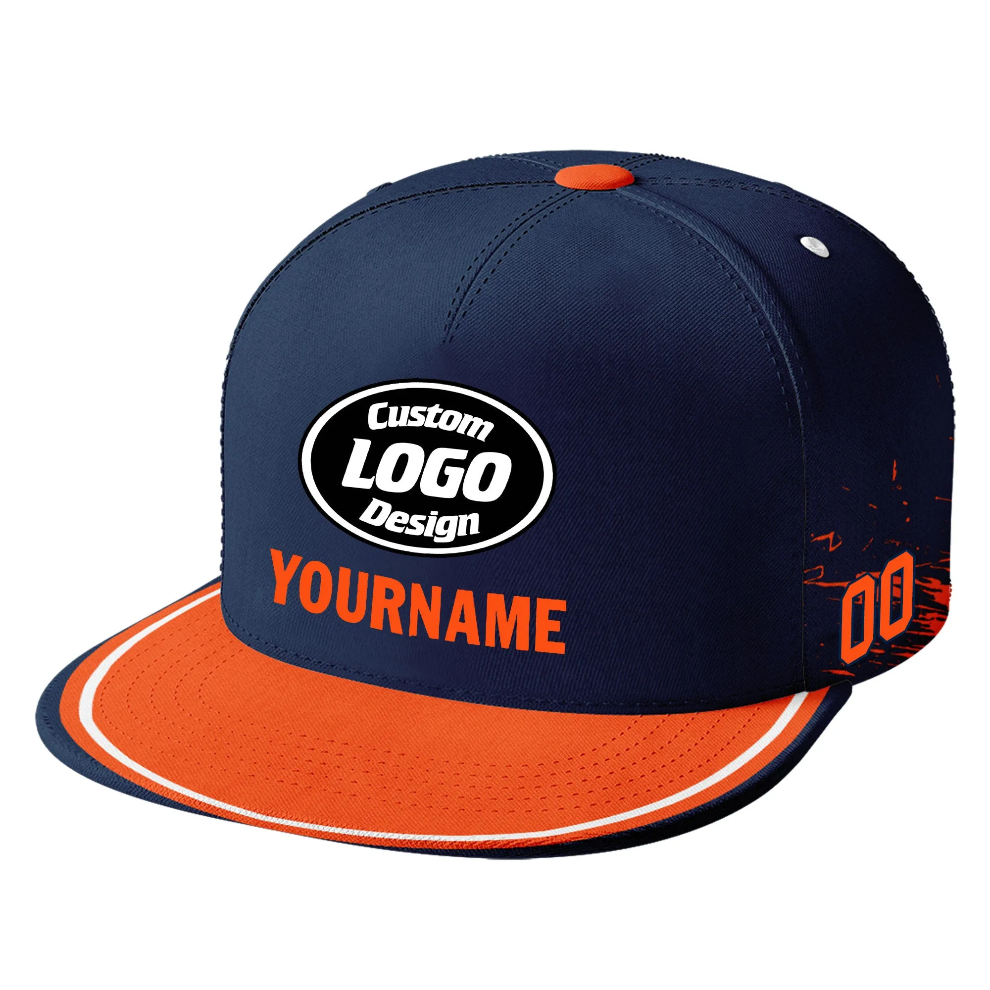 Custom Blue Orange Denver Hat Sport Design Cap Stitched Adjustable Personalized PR067B-D020261-10