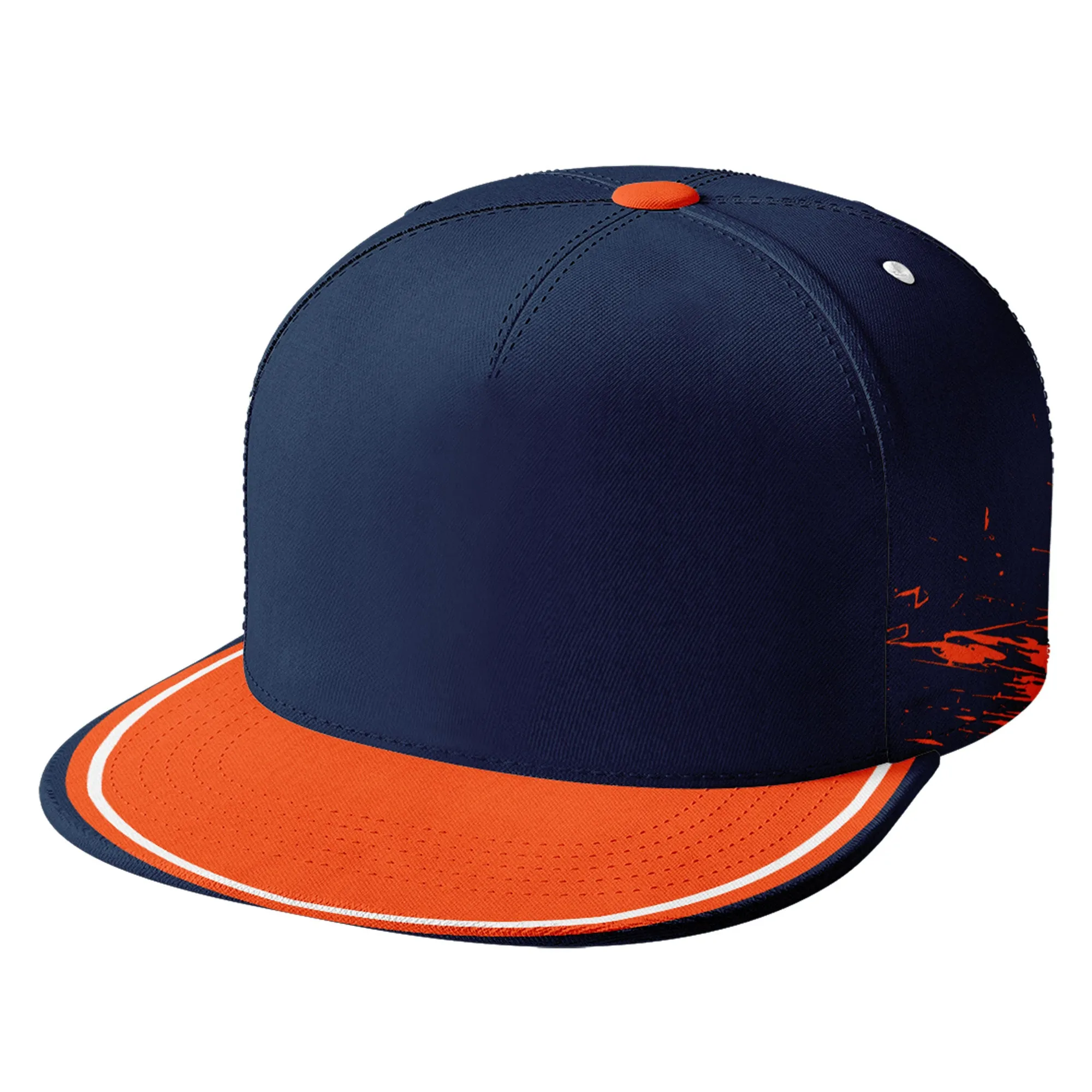 Custom Blue Orange Denver Hat Sport Design Cap Stitched Adjustable Personalized PR067B-D020261-10