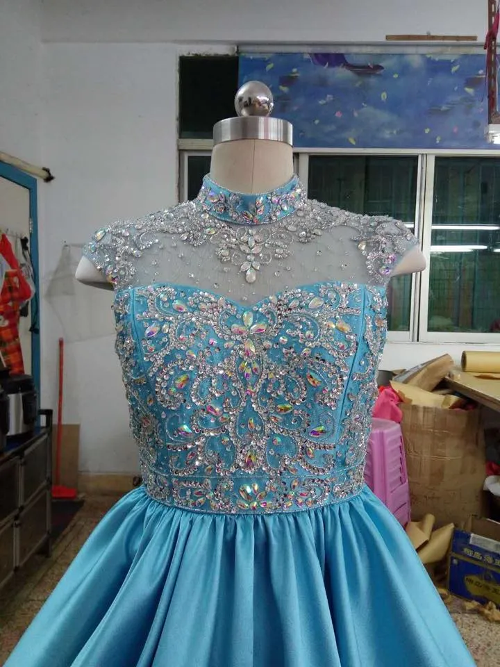 Custom Made Little Girl Halter Glitz Long Pageant Dress