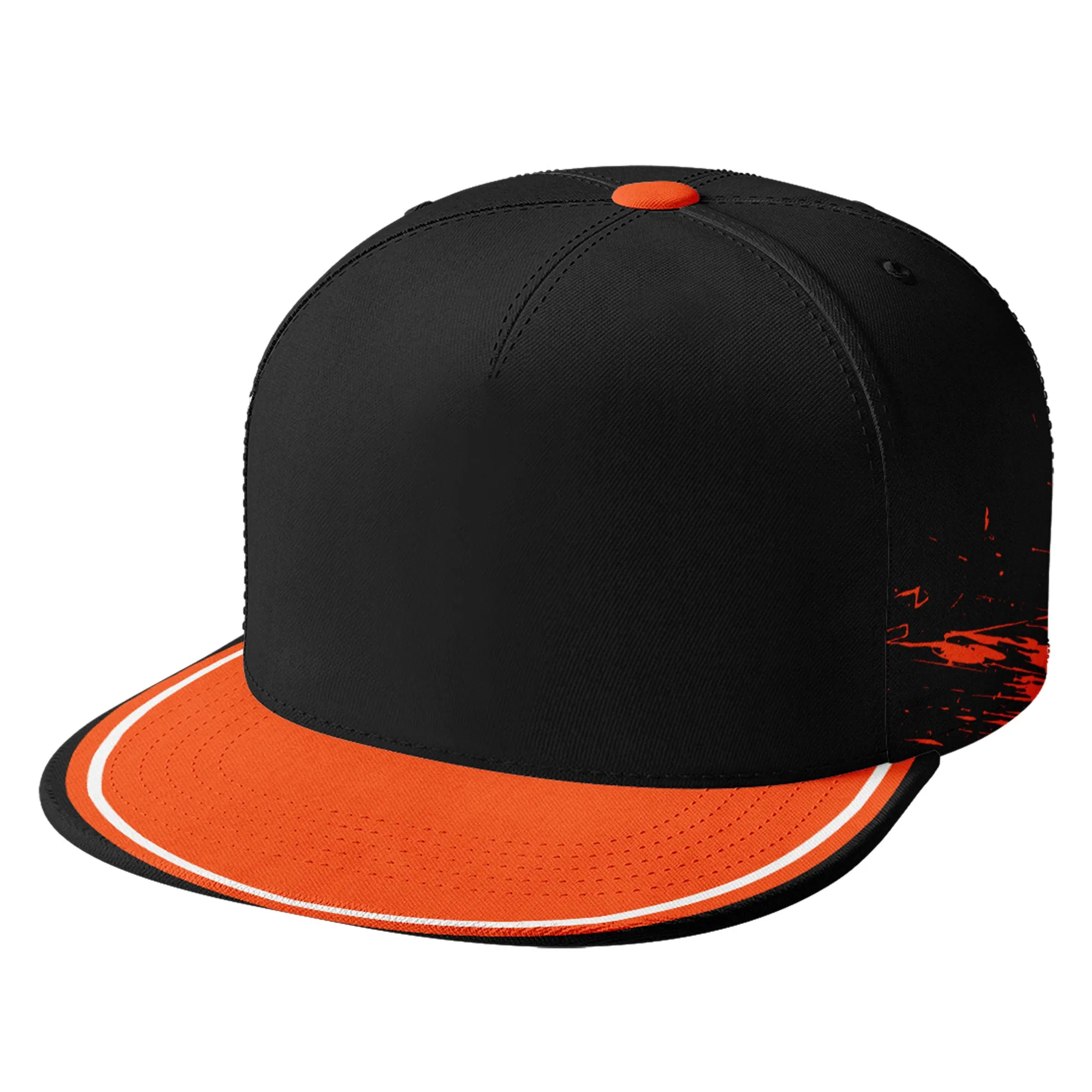 Custom Orange Black Cincinnati Hat Sport Design Cap Stitched Adjustable Personalized PR067B-D020261-6