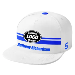 Custom White Indianapolis Hat Sport Design Cap Stitched Adjustable Personalized PR067B-D020262-14