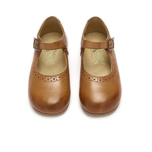 Diana Velcro Mary Jane Kids Shoe Tan Leather