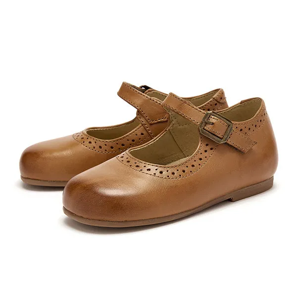 Diana Velcro Mary Jane Kids Shoe Tan Leather