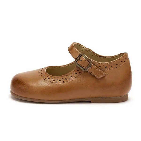 Diana Velcro Mary Jane Kids Shoe Tan Leather