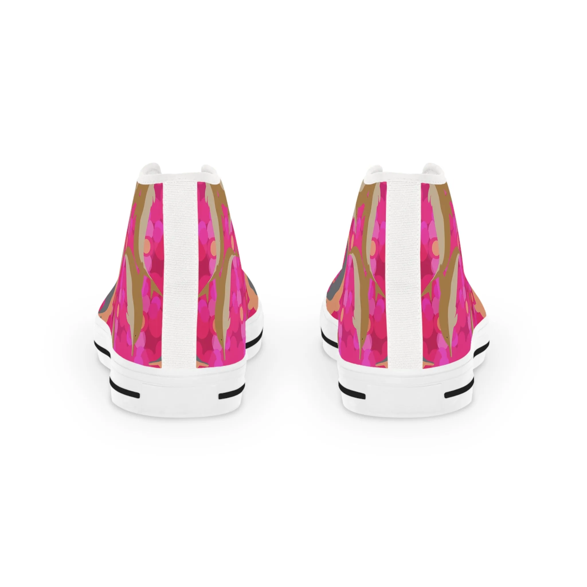 Dolphins Pink Background Men's High Top Sneakers