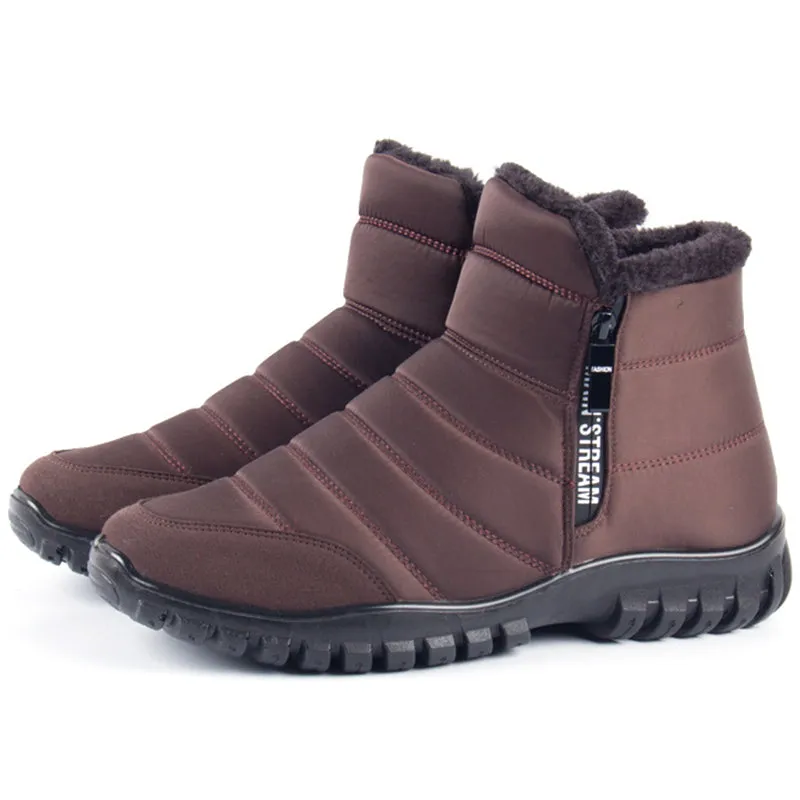 Fashion Winter Plush Warm Side Zipper PU Boots For Men