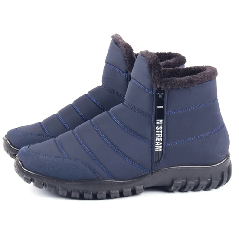 Fashion Winter Plush Warm Side Zipper PU Boots For Men