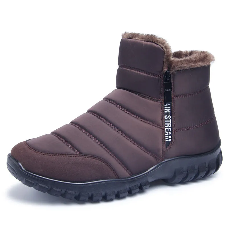 Fashion Winter Plush Warm Side Zipper PU Boots For Men