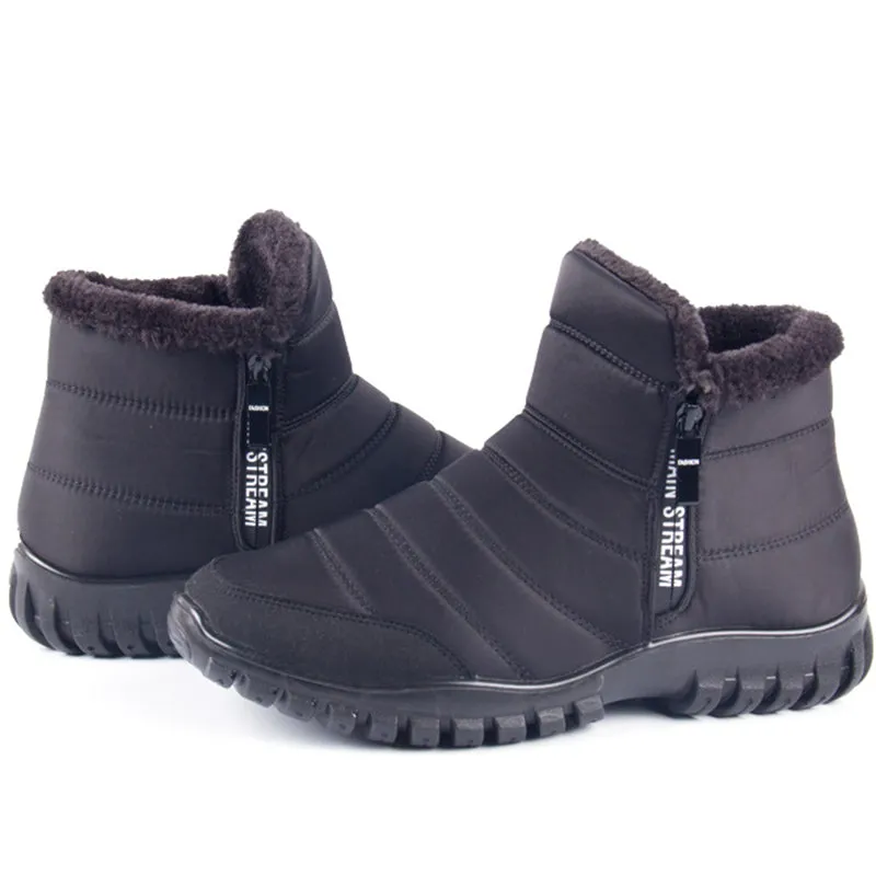 Fashion Winter Plush Warm Side Zipper PU Boots For Men