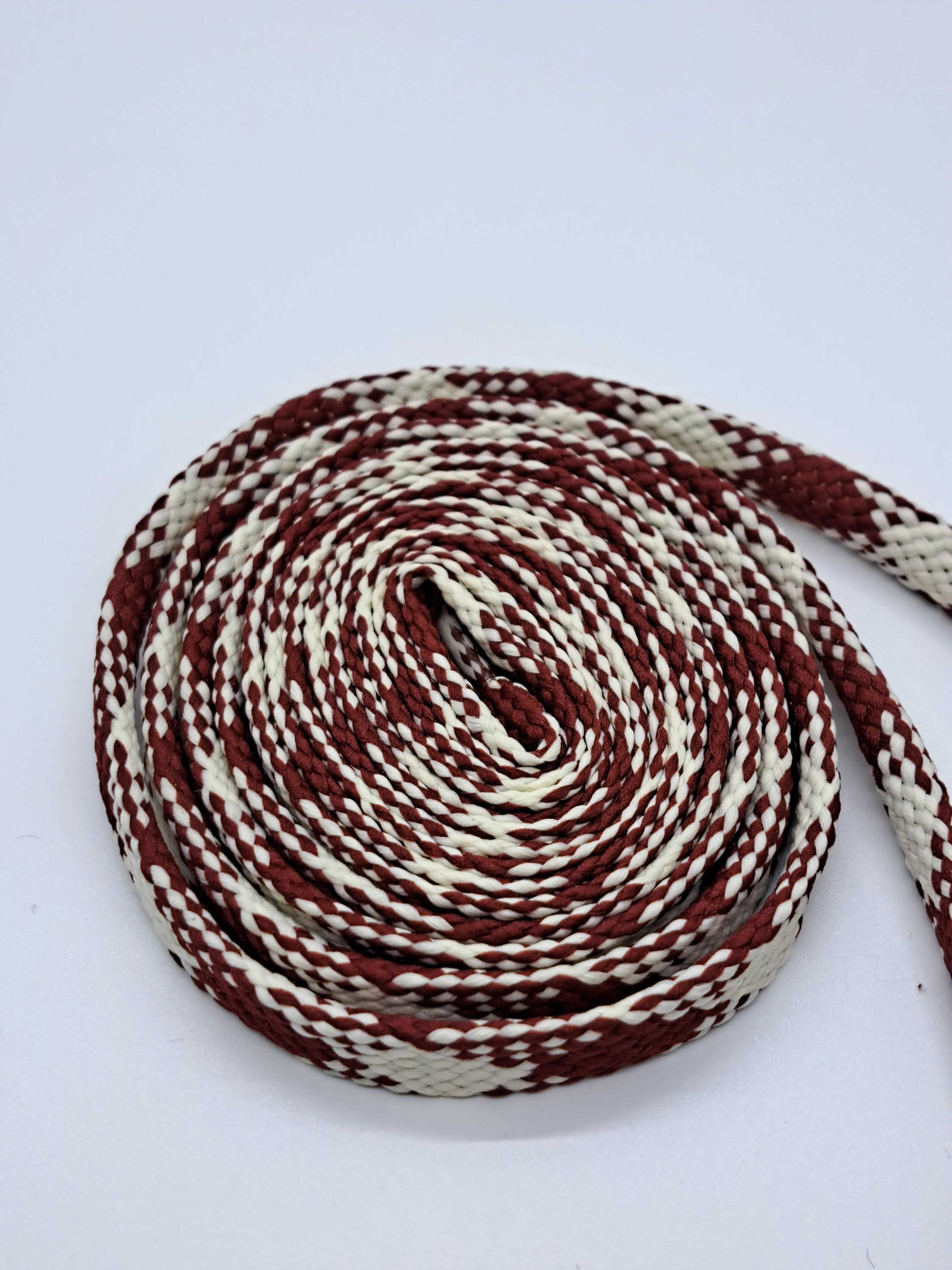 Flat Argyle Shoelaces - Maroon and Cream