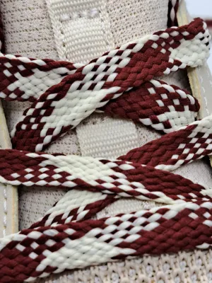 Flat Argyle Shoelaces - Maroon and Cream