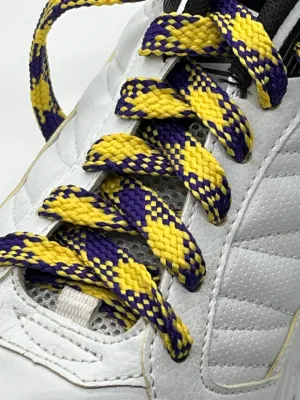 Flat Argyle Shoelaces - Purple and Yellow