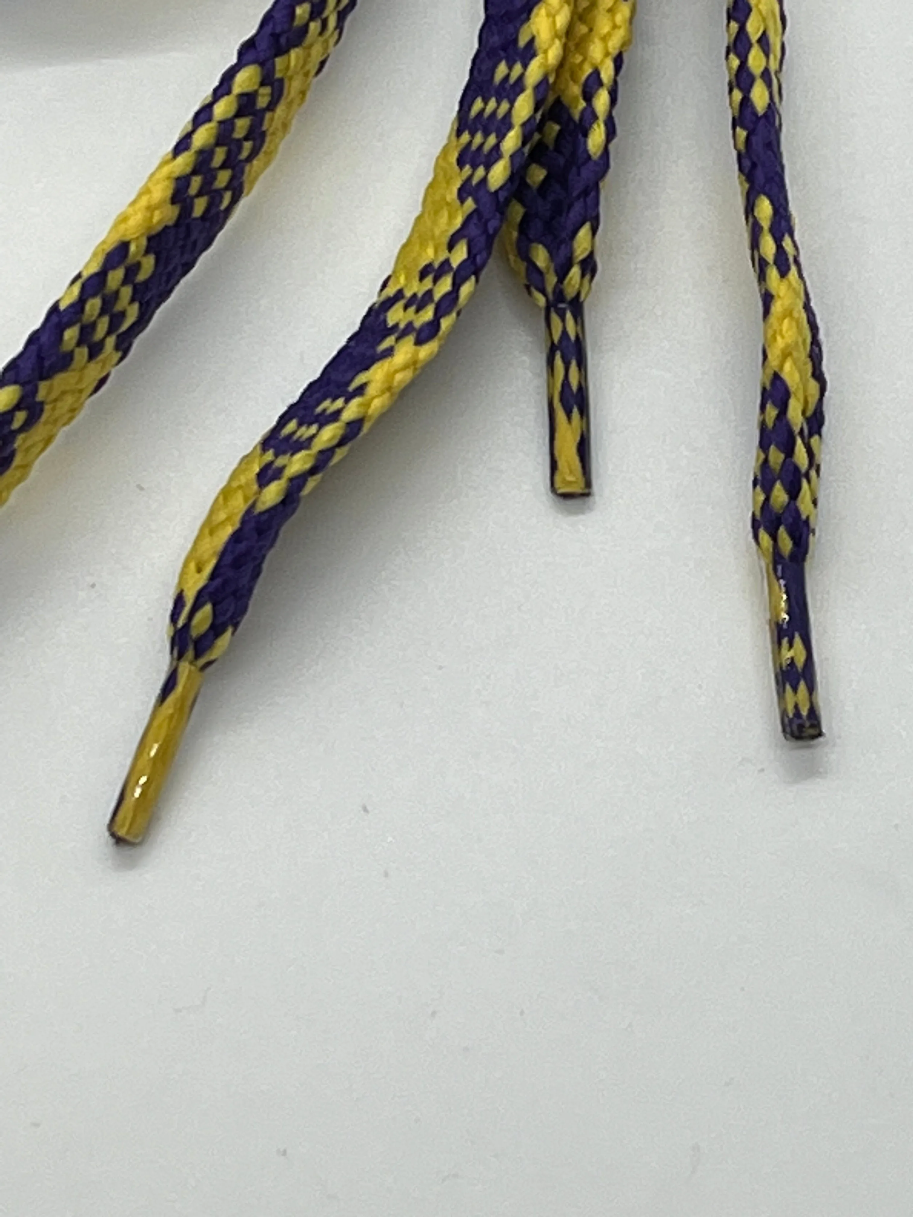 Flat Argyle Shoelaces - Purple and Yellow