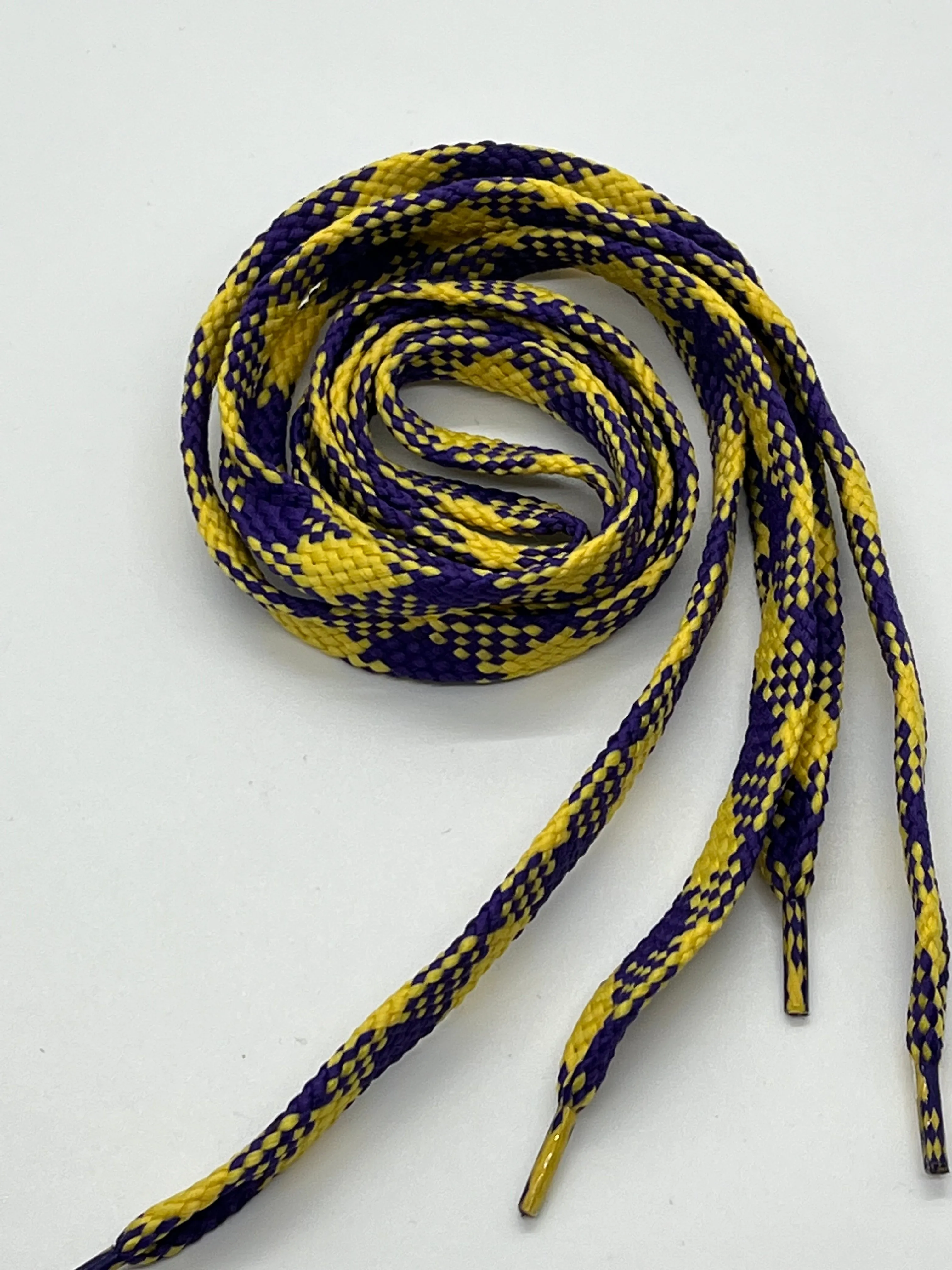 Flat Argyle Shoelaces - Purple and Yellow