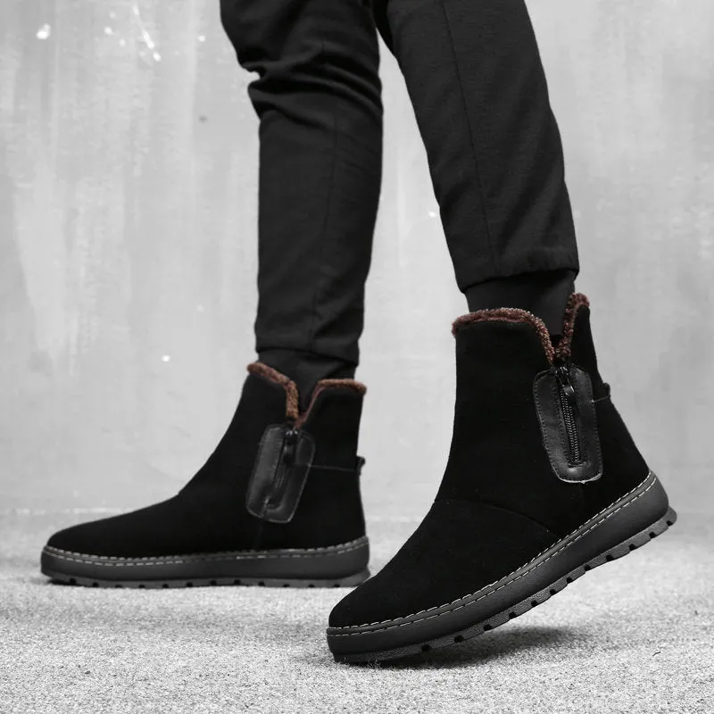 Genuine Leather Side Zipper Winter Rome Boots