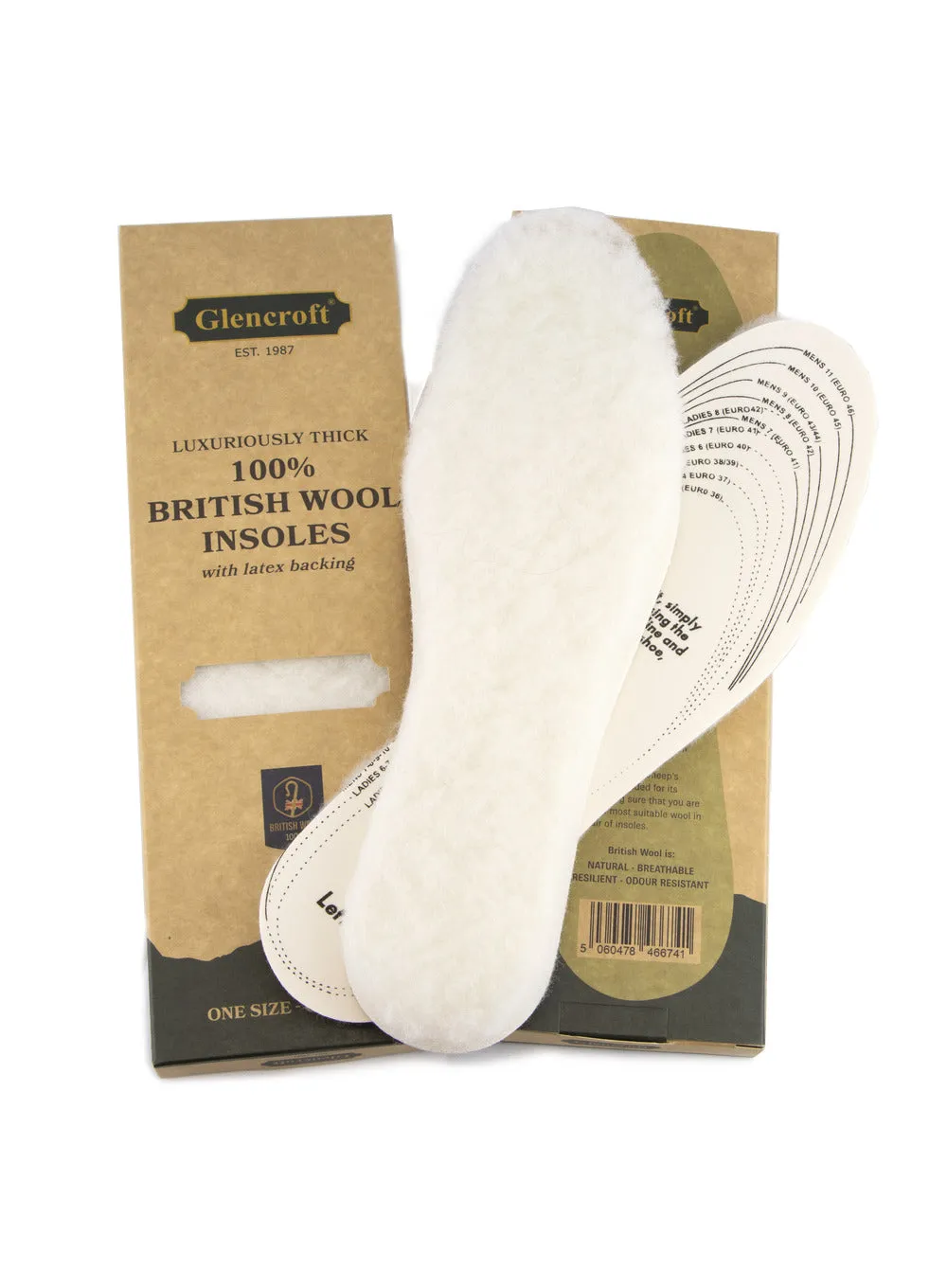 Glencroft Thick 100% British Wool Insoles - One Size