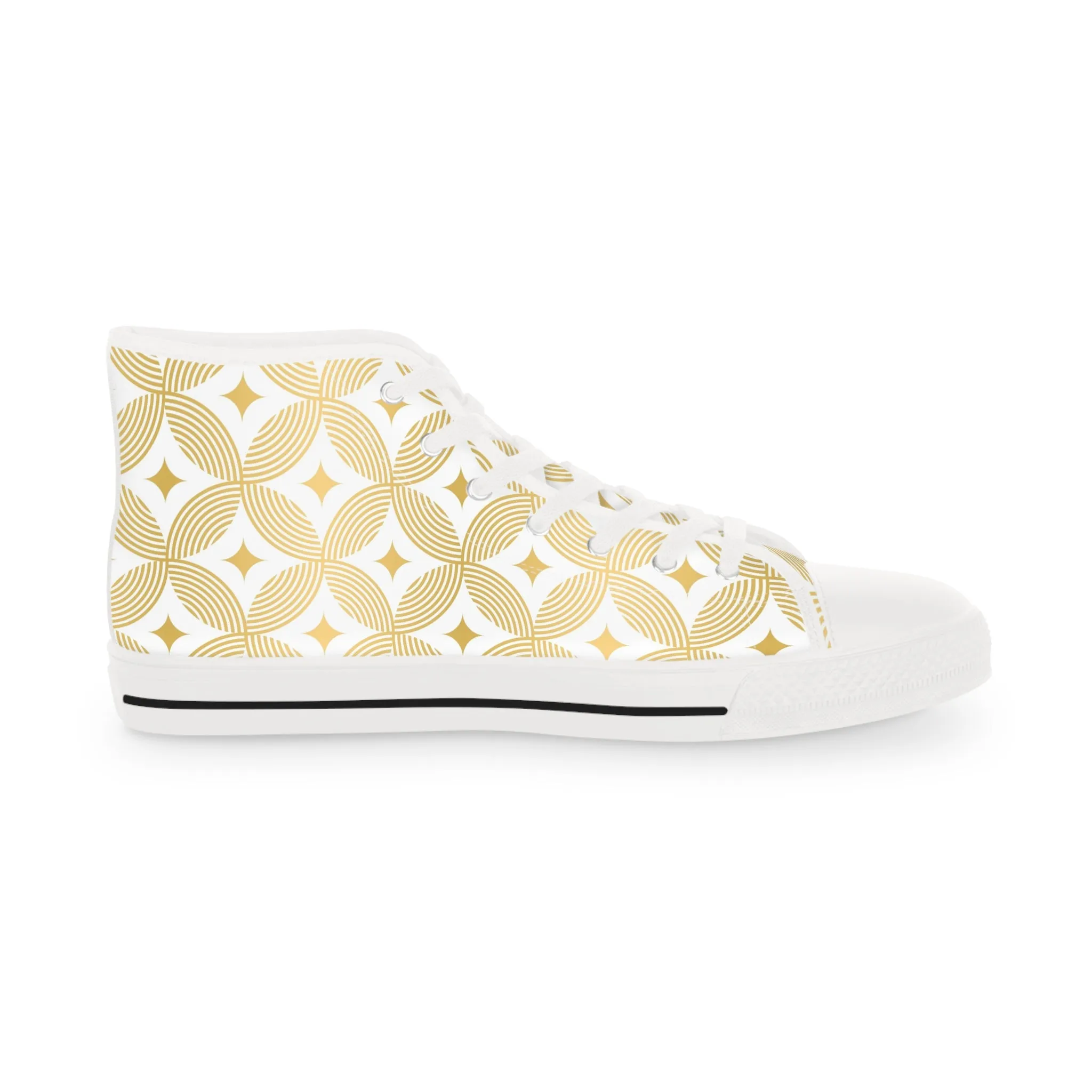 Golden Circles Geometric Pattern Men's High Top Sneakers