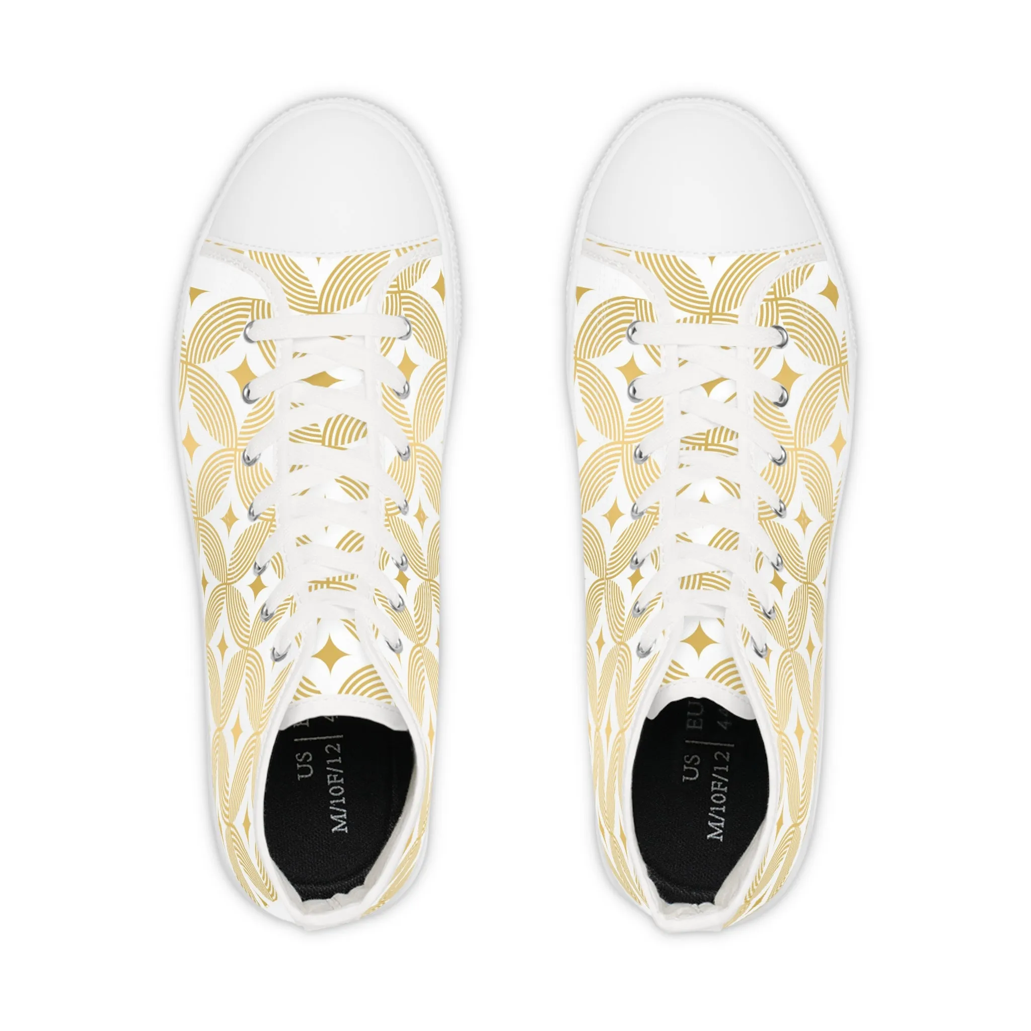 Golden Circles Geometric Pattern Men's High Top Sneakers