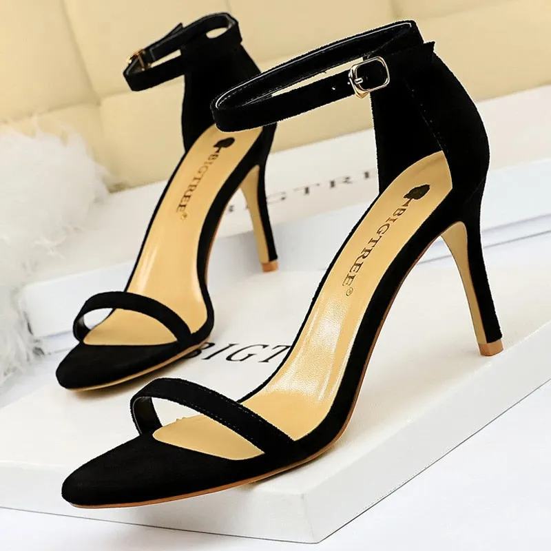 Graduation Gift Shoes New Suede Women Sandals Stiletto Heels 11cm 8 Cm Women High Heels Fashion Summer Sandals Women Pumps Kitten Heels