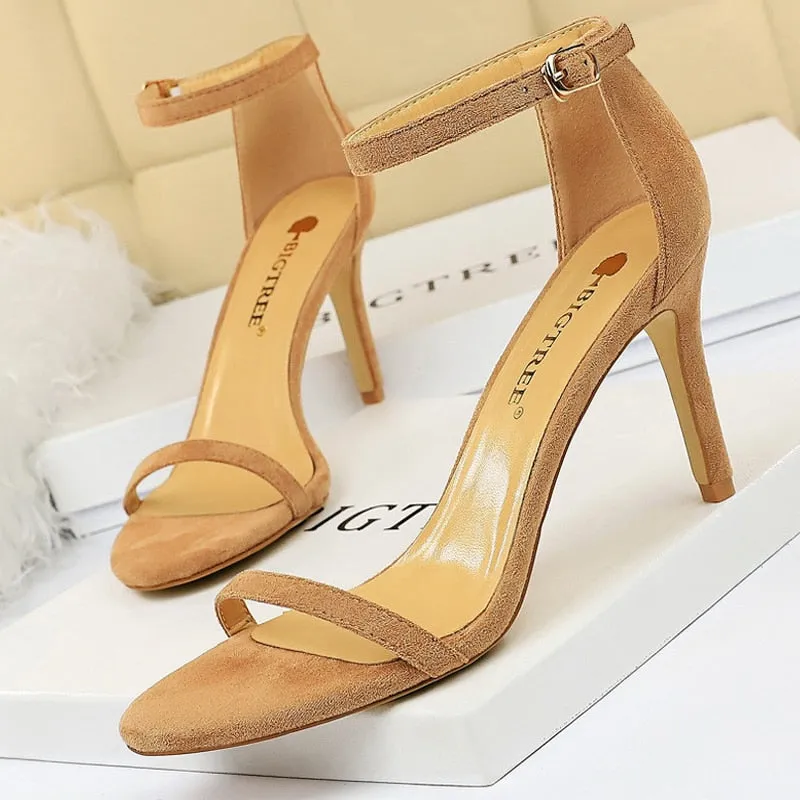 Graduation Gift Shoes New Suede Women Sandals Stiletto Heels 11cm 8 Cm Women High Heels Fashion Summer Sandals Women Pumps Kitten Heels