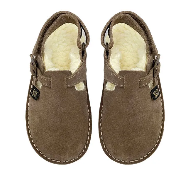 Heidi Kids Wool-Lined Clog Stone Suede