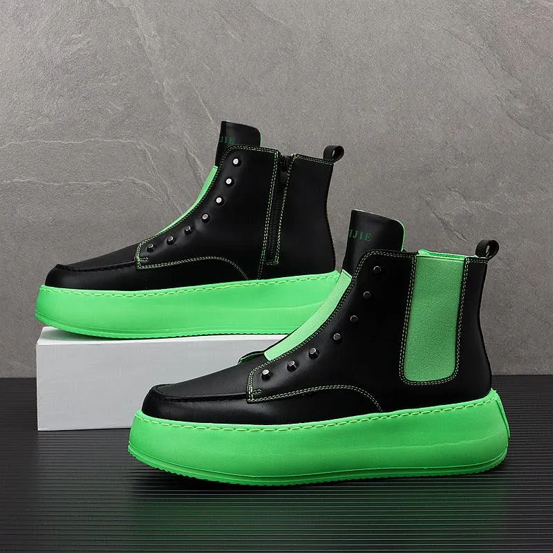 High Top Shoes Male Korean Version Trend Thick Sole Casual