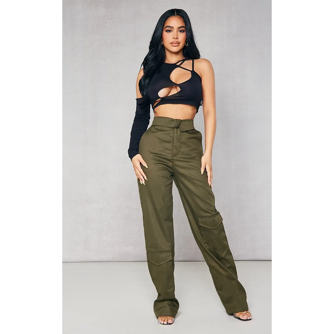 Khaki Cargo Pocket Detailed Trousers