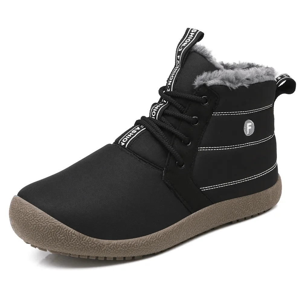 kkboxly kkboxly Men Waterproof Non Slip Warm Plush Lining Lace up Snow Boots