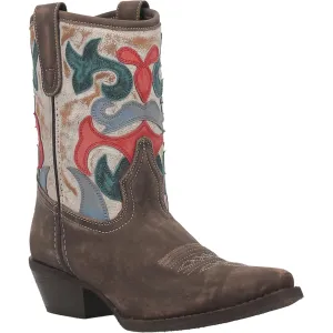 Laredo Brown Jenna Snip Toe Bootie with Multi Colored Tops for Women