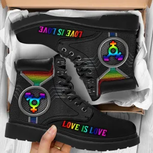 Lgbt Love Is Love Leather Boots 1 - Christian Shoes For Men And Women