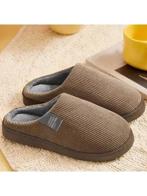 Men Bedroom Slippers With Letter Tag Decoration, Indoor College Style Simple Slippers