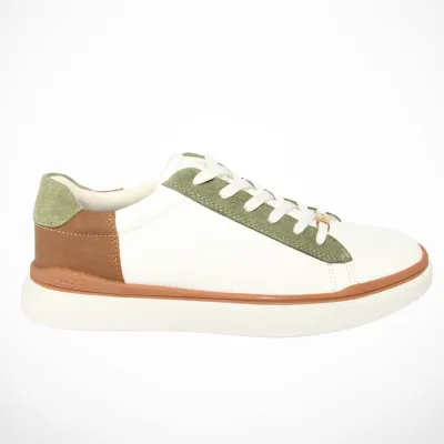 Men Genuine Leather Sneaker (White & Green)