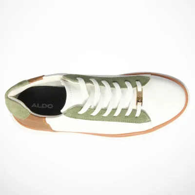 Men Genuine Leather Sneaker (White & Green)