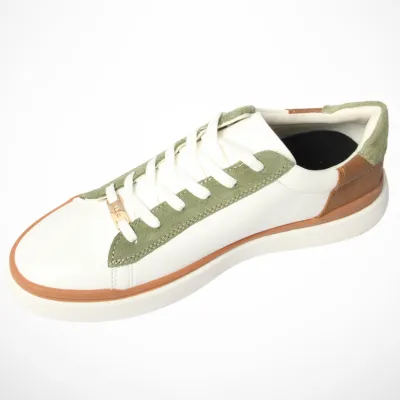 Men Genuine Leather Sneaker (White & Green)