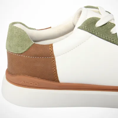 Men Genuine Leather Sneaker (White & Green)