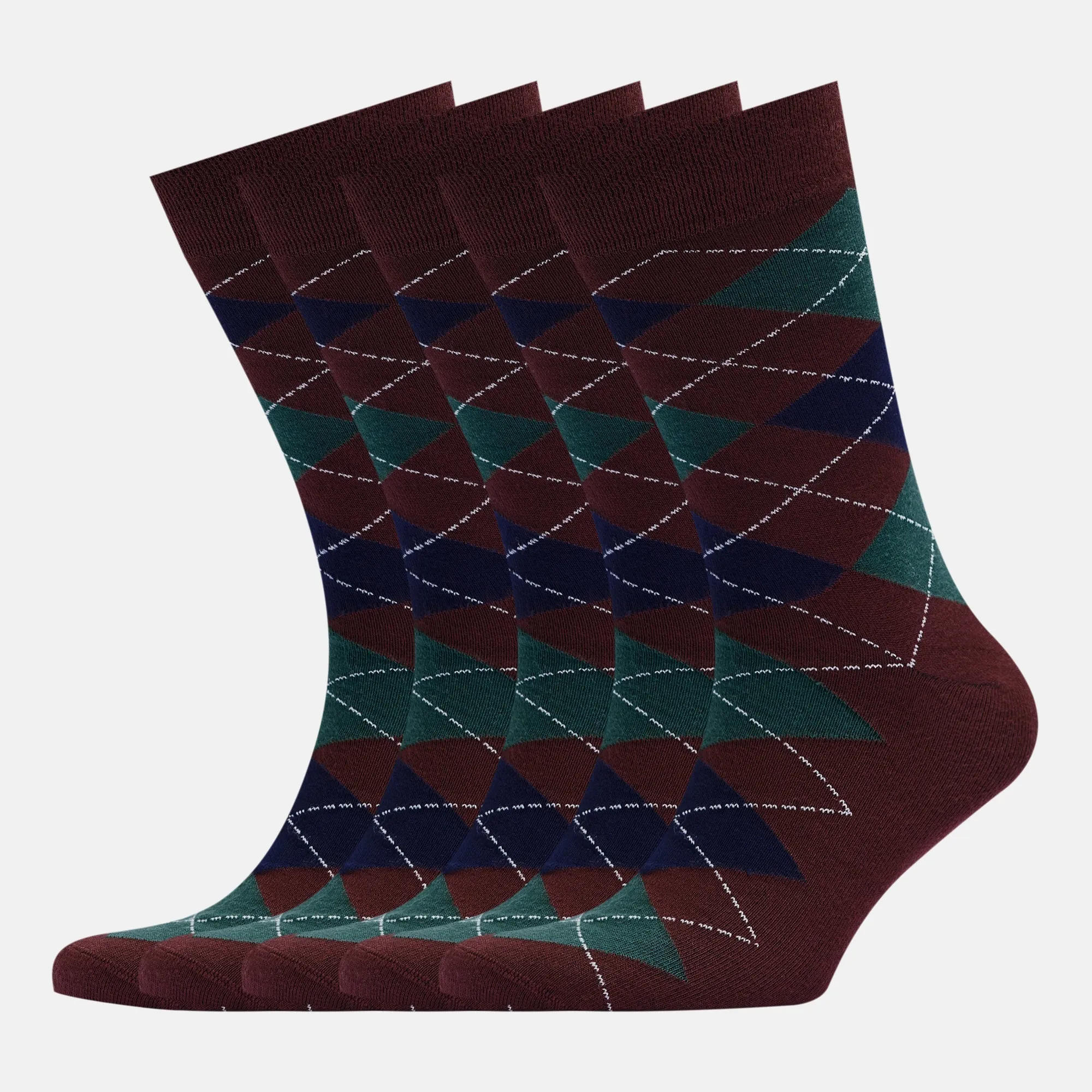 Men's Bamboo Dress Socks • Argyle Pack of 1/3/5 Pairs • Burgundy