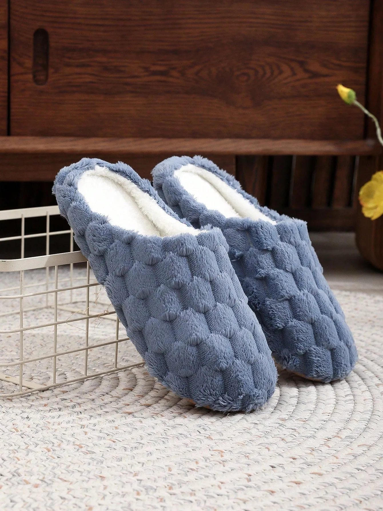 New Men's Soft-sole Indoor Home Slippers, One Pair, Designed For Wooden Floor, Silent, Warm, Lightweight, Japanese-style