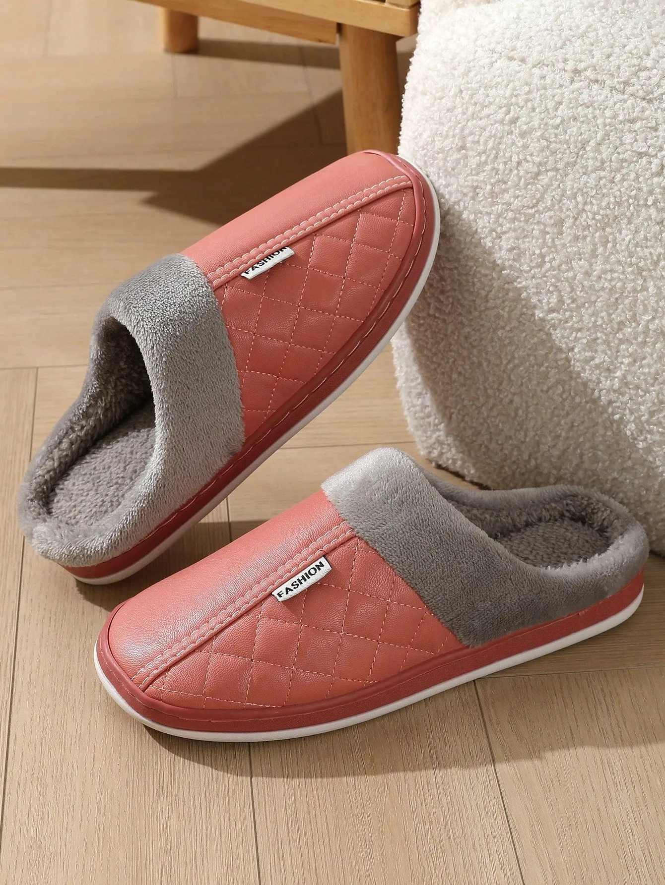 New PU Leather Waterproof Cotton Slippers For Women, Couples Autumn & Winter Indoor Soft Thickened Warm Slippers For Men Wholesale