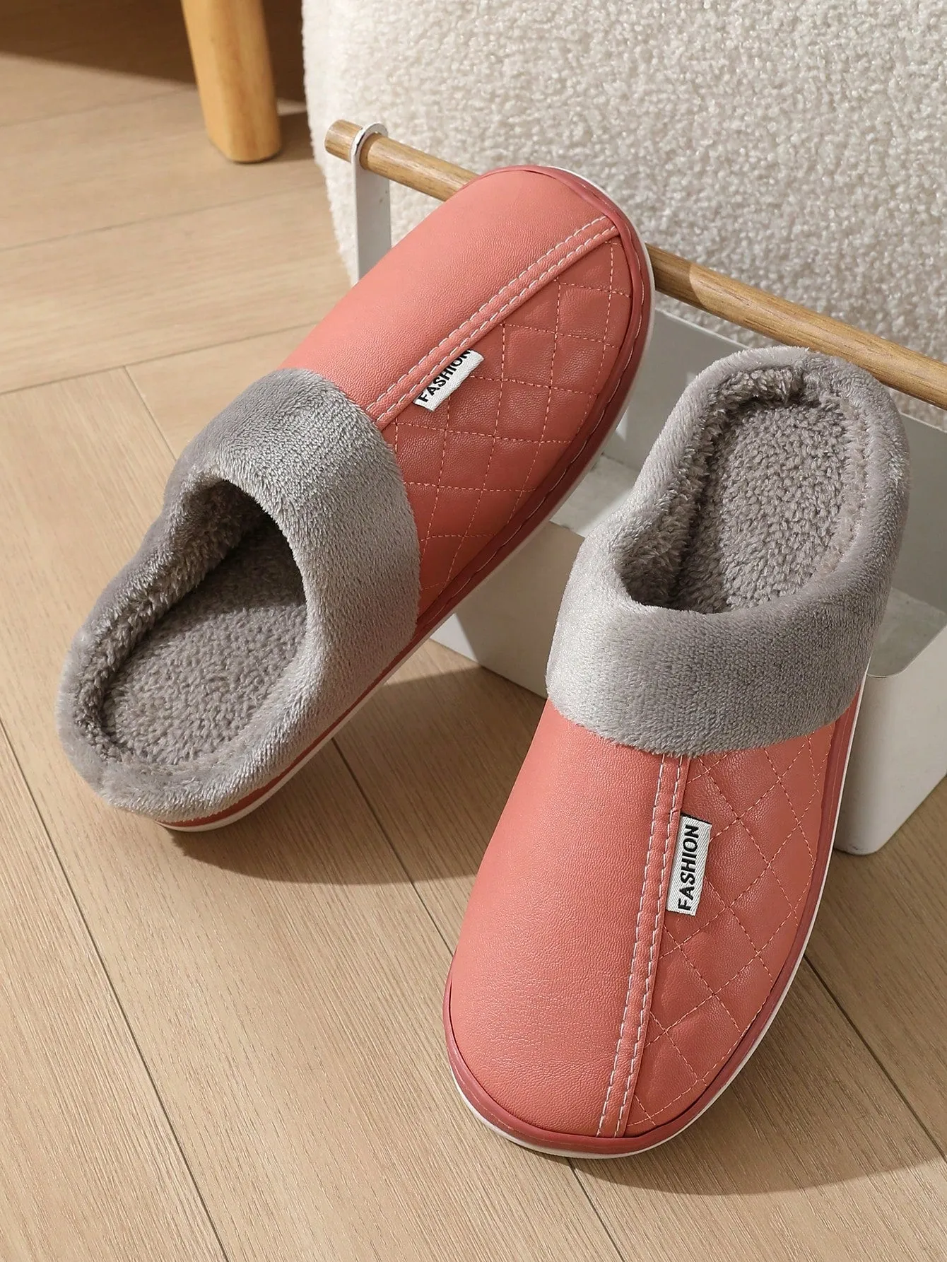 New PU Leather Waterproof Cotton Slippers For Women, Couples Autumn & Winter Indoor Soft Thickened Warm Slippers For Men Wholesale