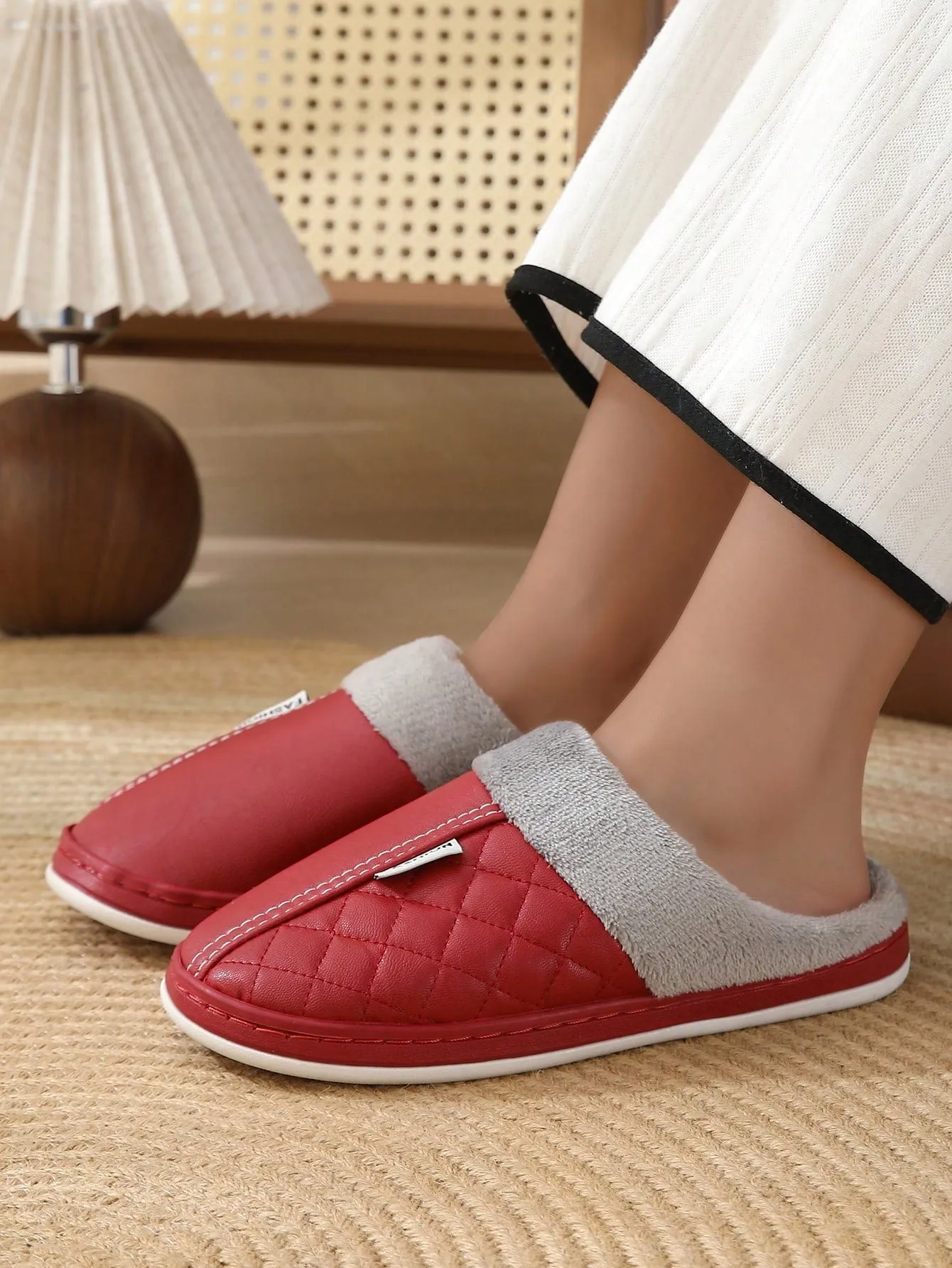 New PU Leather Waterproof Cotton Slippers For Women, Couples Autumn & Winter Indoor Soft Thickened Warm Slippers For Men Wholesale